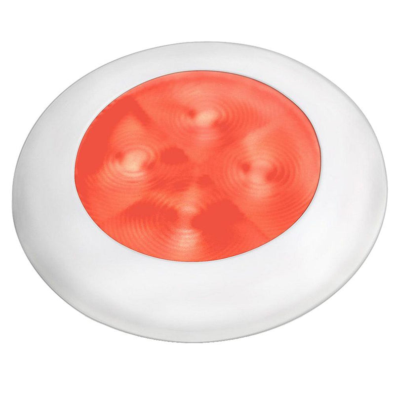 Hella Marine Slim Line LED 'Enhanced Brightness' Round Courtesy Lamp - Red LED - White Plastic Bezel - 12V [980507241] - Essenbay Marine