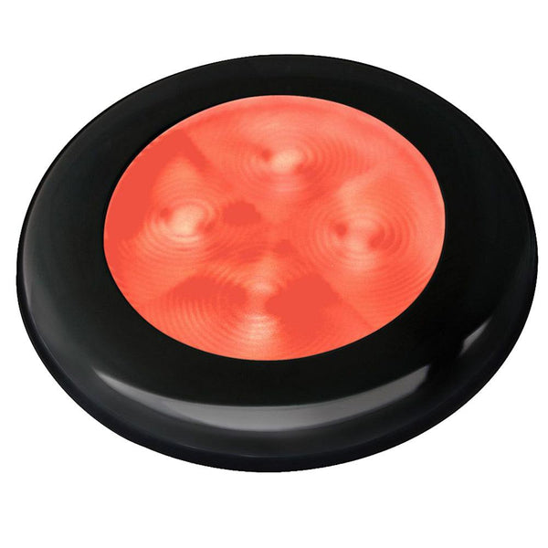 Hella Marine Slim Line LED 'Enhanced Brightness' Round Courtesy Lamp - Red LED - Black Plastic Bezel - 12V [980507251] - Essenbay Marine