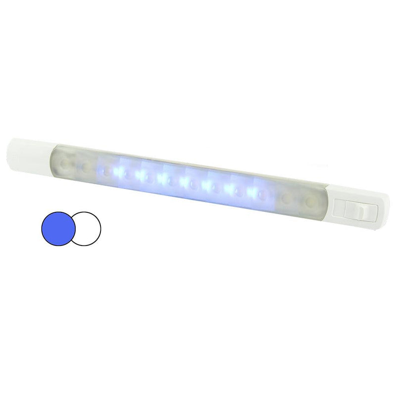 Hella Marine Surface Strip Light w/Switch - White/Blue LEDs - 12V [958121011] - Essenbay Marine