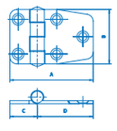 SS Upholstery Hinge 2-1/4" x 1-1/2" SSHN66008 - Essenbay Marine