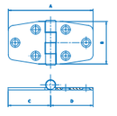 SS Upholstery Door Hinge 3" x 1-1/2" SSHN66030 - Essenbay Marine