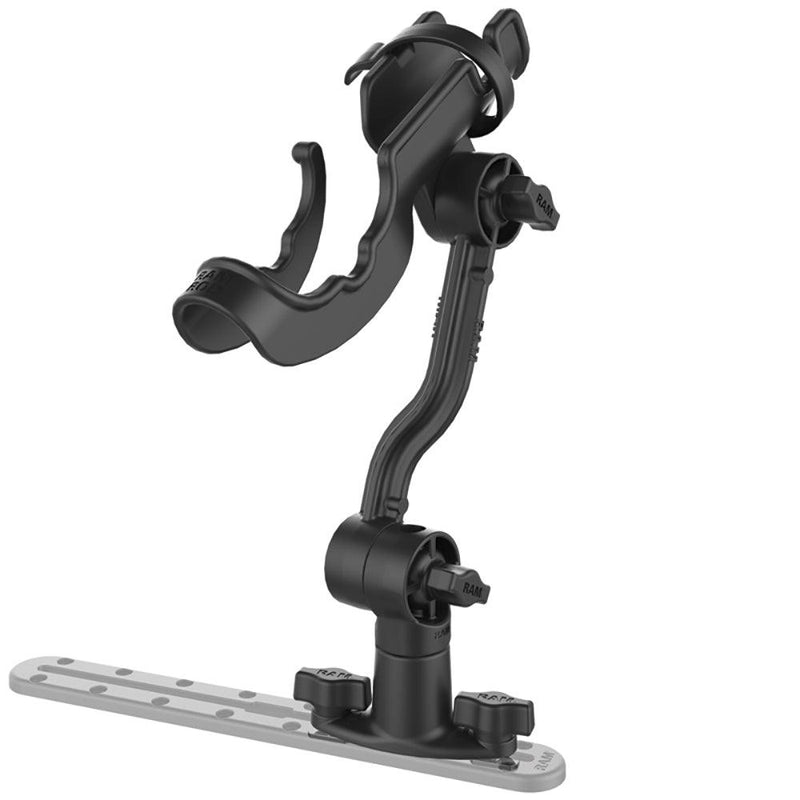 RAM Mount RAM-ROD Rod Holder with Spline Post, Extension Arm and Track Base [RAP-114-PA-421] - Essenbay Marine