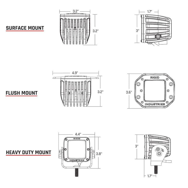 RIGID Industries D-Series PRO - Flush Mount - Diffused - Pair - Black [212513] - Essenbay Marine