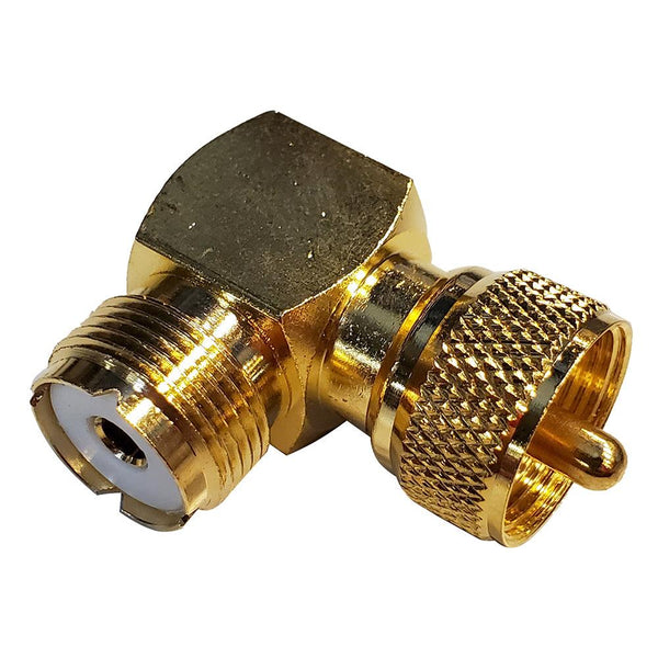 Shakespeare Right Angle Connector - PL-259 to SO-239 Adapter [RA-259-239-G] - Essenbay Marine