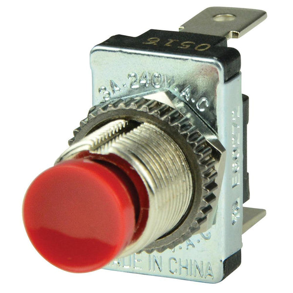 BEP Red SPST Momentary Contact Switch - OFF/(ON) [1001401] - Essenbay Marine