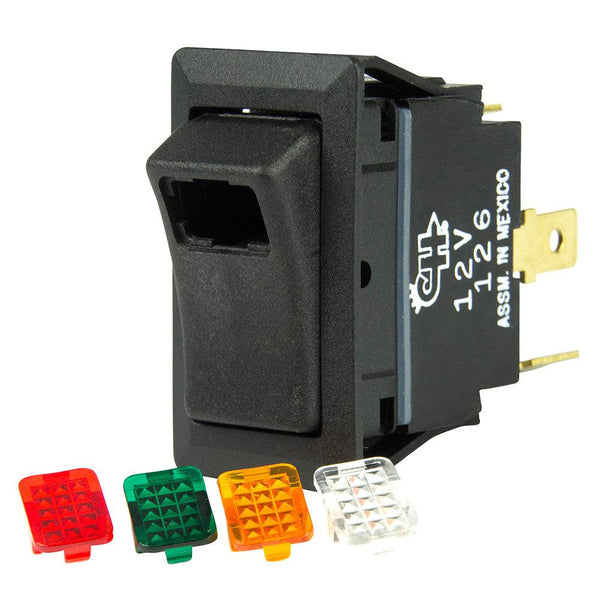 BEP SPST Rocker Switch - 1-LED w/4-Colored Covers - 12V/24V - ON/OFF [1001716] - Essenbay Marine
