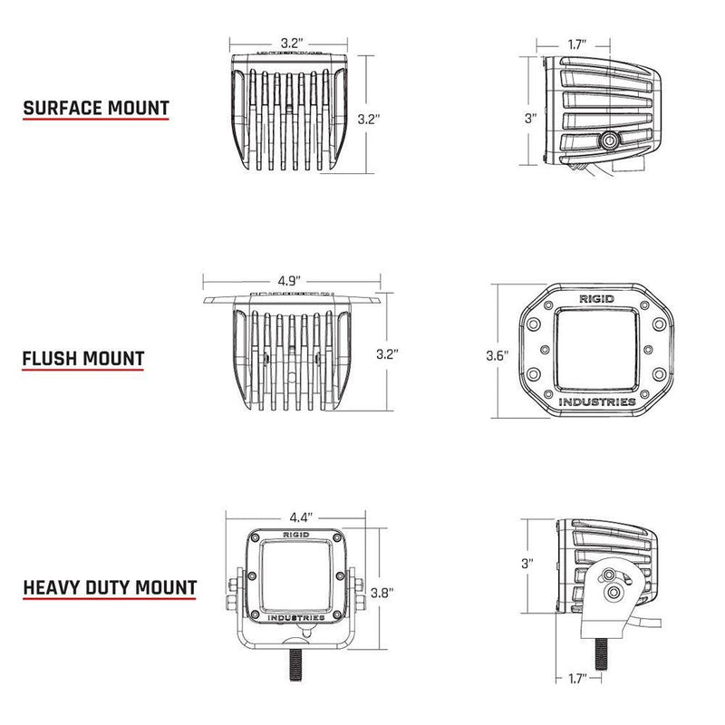 RIGID Industries D-Series PRO Flush Mount - Spot LED - Midnight Edition - Pair - Black [212213BLK] - Essenbay Marine