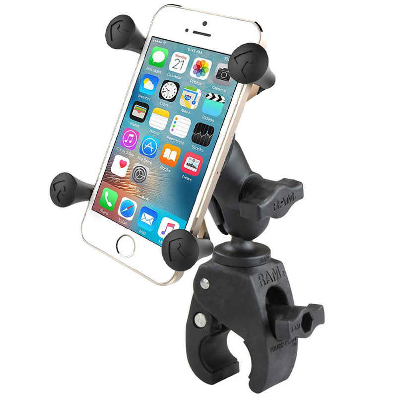 RAM Mount Small Tough-Claw Base w/Short Double Socket Arm and Universal X-Grip Cell/iPhone Cradle [RAM-B-400-A-HOL-UN7BU] - Essenbay Marine