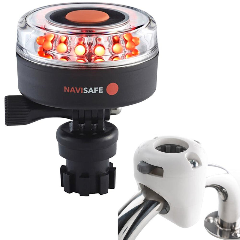 Navisafe Navilight All RED 360 2NM w/Navimount Base  Rail Mount - White [045KIT3] - Essenbay Marine