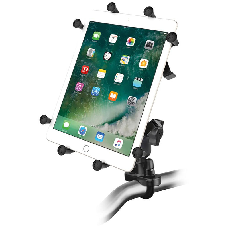 RAM Mount Handlebar Rail Mount w/Zinc Coated U-Bolt Base  Universal X-Grip Cradle for 10" Large Tablets [RAM-B-149Z-UN9U] - Essenbay Marine