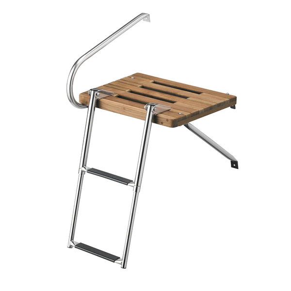 WhiteCap Teak Outboard 2-Step Swim Ladder & Handrail - 68900 - Essenbay Marine