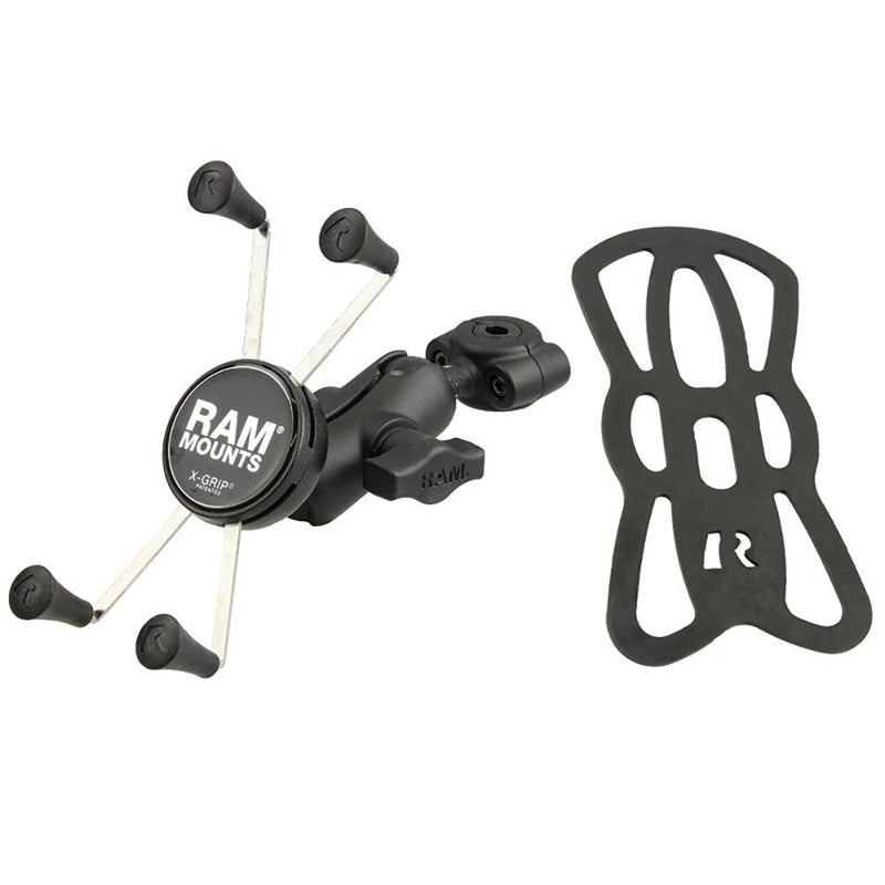RAM Mount RAM Torque 3/8" - 5/8" Diameter Mini Rail Base with 1" Ball, Short Arm and X-Grip for Larger Phones [RAM-B-408-37-62-A-UN10] - Essenbay Marine