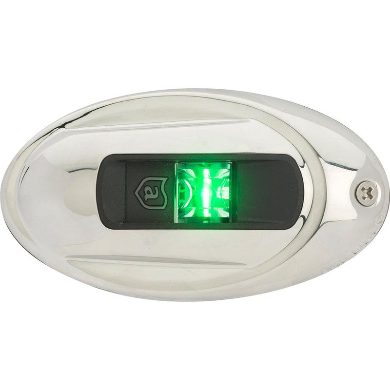 Attwood LightArmor Vertical Surface Mount Navigation Light - Oval - Starboard (green) - Stainless Steel - 2NM [NV4012SSG-7] - Essenbay Marine