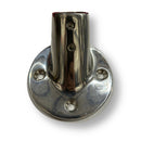 Marine Hardware 45°, 7/8" Round Base Rail Fitting, 2-1/2" Diameter, SSFB66014 - Essenbay Marine