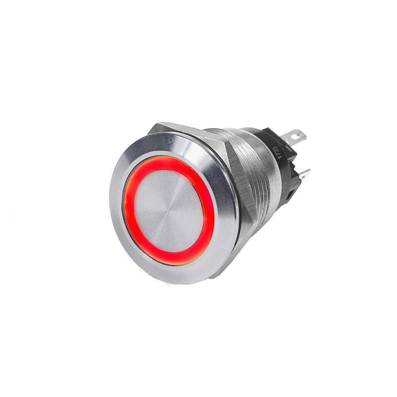 Blue Sea 4163 SS Push Button Switch - Off-(On) - Red - 10A [4163] - Essenbay Marine
