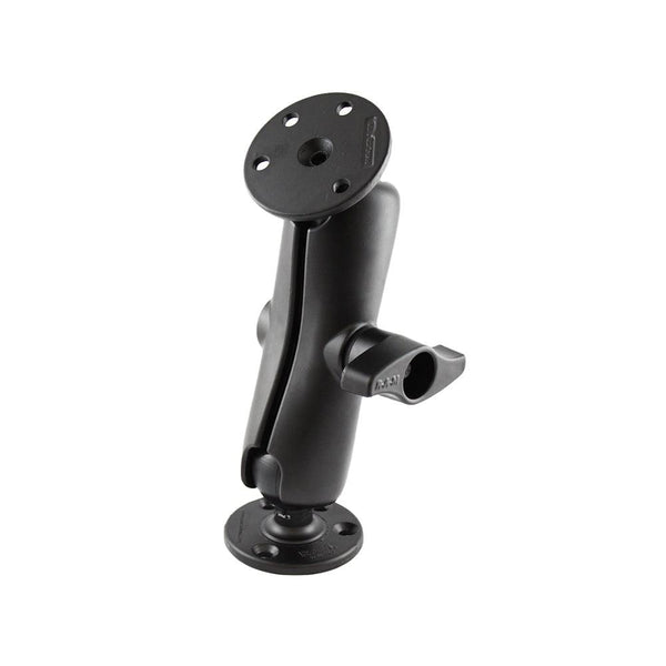 RAM Mount D Size 2.25" Ball Mount w/2 - 3.68" Round Plate  Medium Length Double Socket Arm [RAM-D-101U] - Essenbay Marine