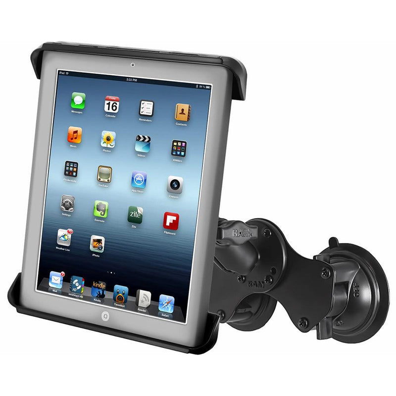 RAM Mount Double Twist-Lock Suction Cup Mount w/Tab-Tite Universal Spring Loaded Cradle f/Apple iPad 1-4 w/or w/o Light Duty Case [RAM-B-189-TAB3U] - Essenbay Marine