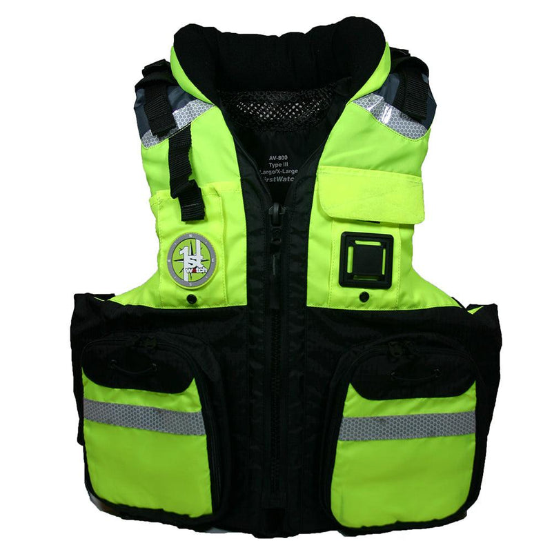 First Watch AV-800 Four Pocket Flotation Vest - Hi-Vis Yellow - XXL to3XL [AV-800-HV-2XL-3XL] - Essenbay Marine