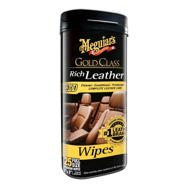 Meguiars Gold Class Rich Leather Cleaner  Conditioner Wipes [G10900] - Essenbay Marine