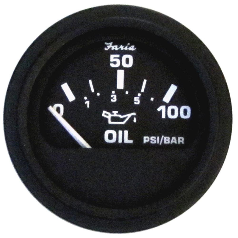 Faria Euro Black 2" Oil Pressure Gauge (100 PSI) [12845] - Essenbay Marine