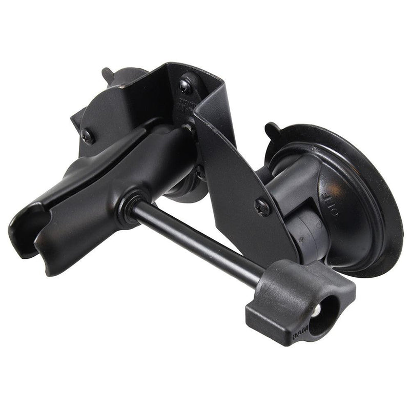 RAM Mount Dual Suction Cup Base w/Medium Length Arm  Retention Knob [RAM-B-189B-201-ALA1-KRU] - Essenbay Marine