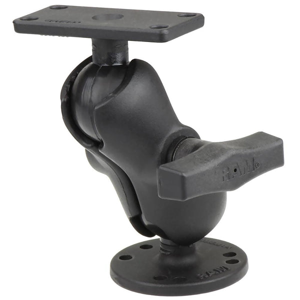 RAM Mount 1.5" Ball Mount w/2.5" Round Base, Short Arm  1.5" x 3" Plate f/Humminbird Helix 5 Only [RAM-202-153-B-202U] - Essenbay Marine