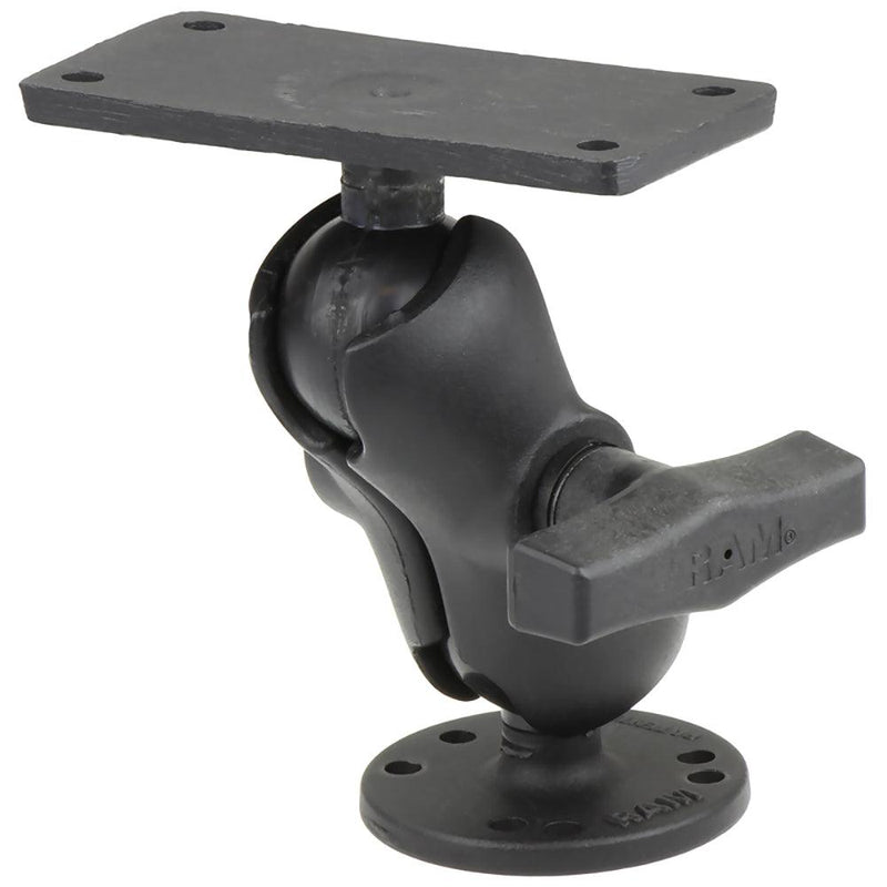 RAM Mount 1.5" Ball Mount w/2.5" Round Base, Short Arm  2" x 4" Plate f/Humminbird Helix 7 Only [RAM-202-24-B-202U] - Essenbay Marine