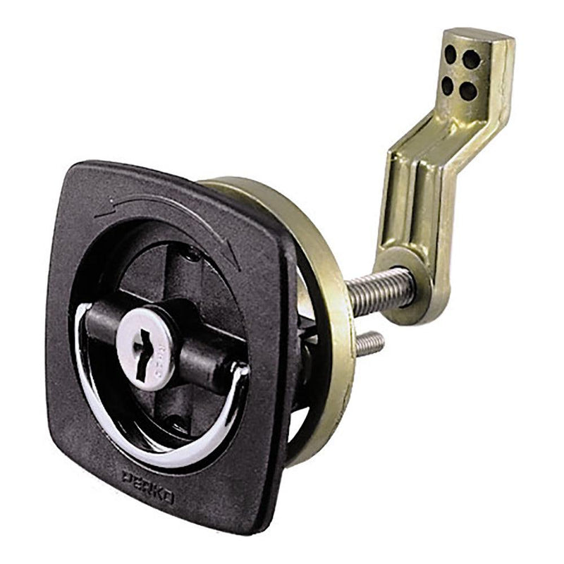 Perko Black Flush Lock - 2.5" x 2.5" w/Offset Cam Bar  Flexible Polymer Strike [0931DP1BLK] - Essenbay Marine