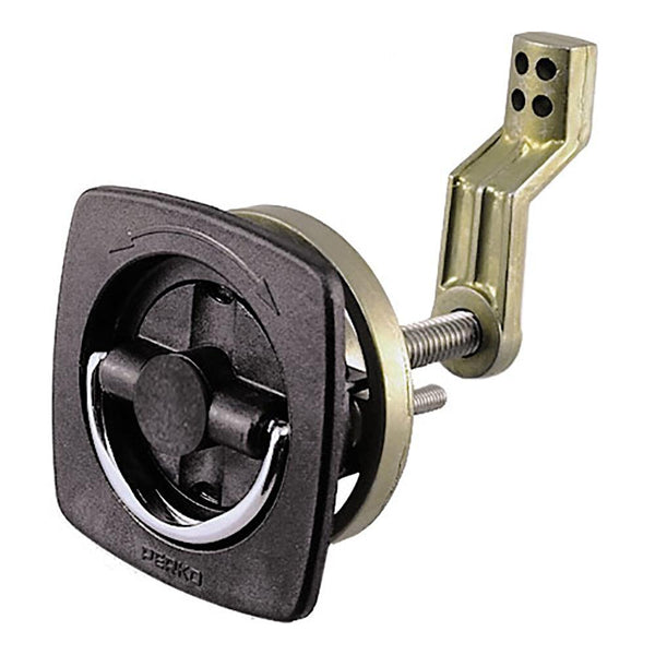 Perko Flush Latch - Non-Locking - 2.5" x 2.5" w/Offset Cam Bar  Flexible Polymer Strike [0932DP1BLK] - Essenbay Marine