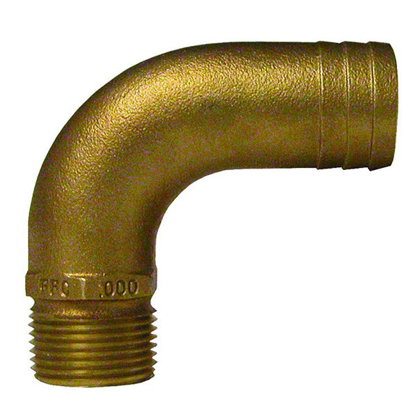 GROCO 3/4" NPT x 1" ID Bronze Full Flow 90 Elbow Pipe to Hose Fitting [FFC-750] - Essenbay Marine