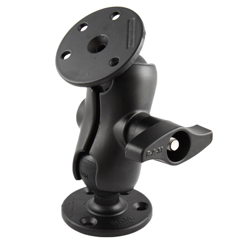 RAM Mount D Size 2.25" Ball Mount w/2 qty 3.68" Round Plates  Short Length Double Socket Arm [RAM-D-101U-C] - Essenbay Marine