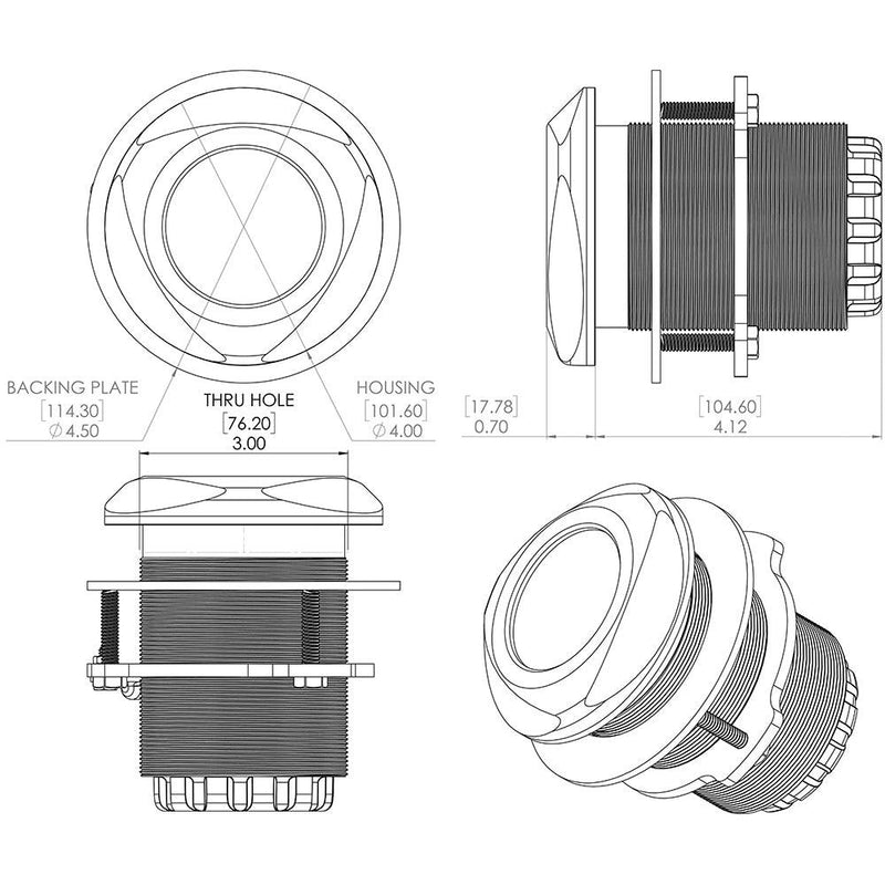 Lumitec Typhoon Underwater Bronze Thru-Hull LED Light - RGBW Spectrum [101449] - Essenbay Marine