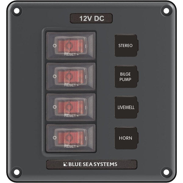 Blue Sea 4320 Circuit Breaker Switch Panel 4 Position - Gray [4320] - Essenbay Marine