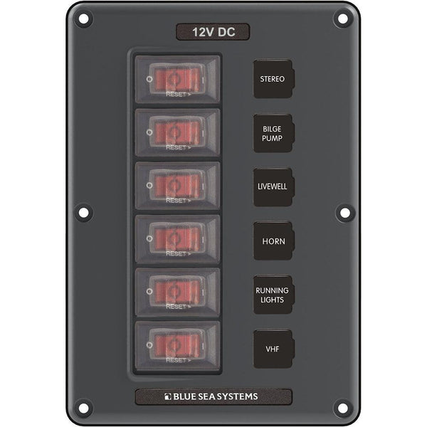 Blue Sea 4322 Circuit Breaker Switch Panel 6 Position - Gray [4322] - Essenbay Marine