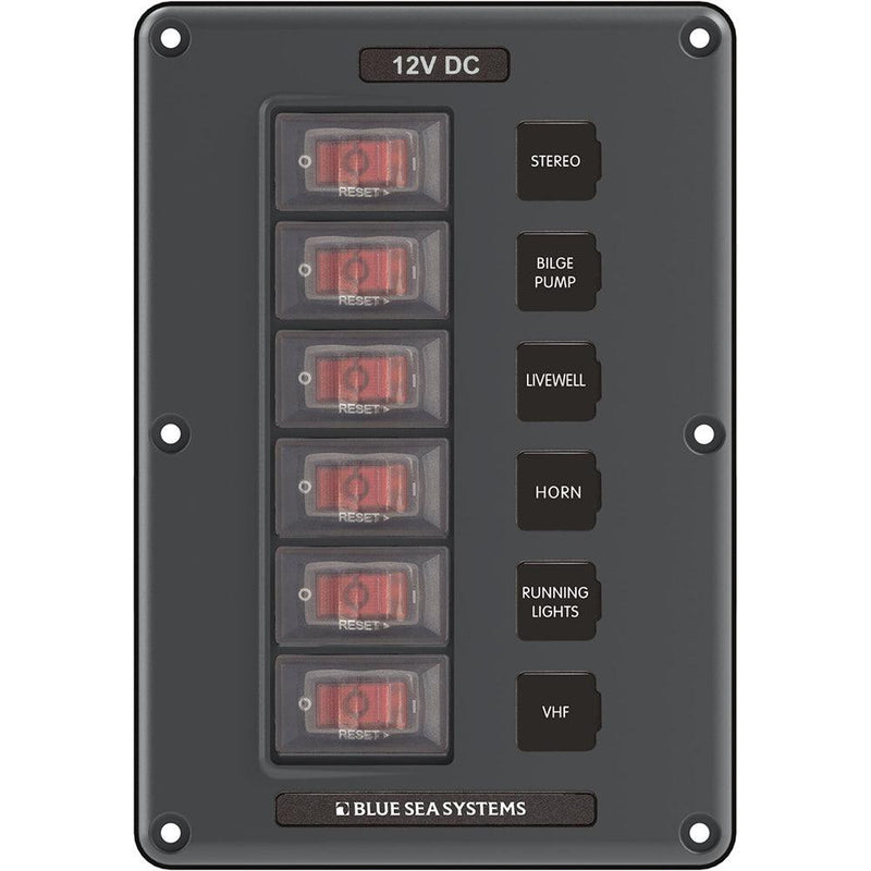 Blue Sea 4322 Circuit Breaker Switch Panel 6 Position - Gray [4322] - Essenbay Marine