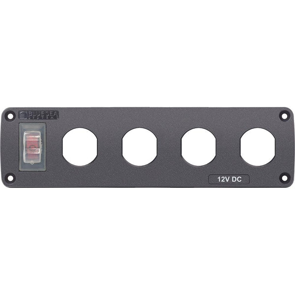 Blue Sea Water Resistant USB Accessory Panel - 15A Circuit Breaker, 4x Blank Apertures [4369] - Essenbay Marine