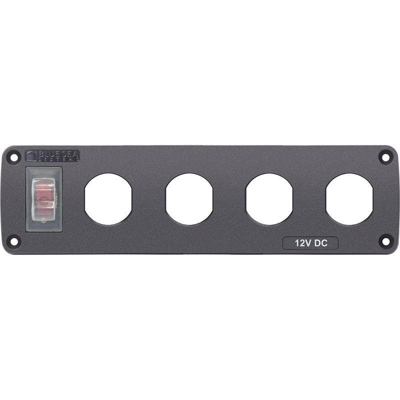 Blue Sea Water Resistant USB Accessory Panel - 15A Circuit Breaker, 4x Blank Apertures [4369] - Essenbay Marine