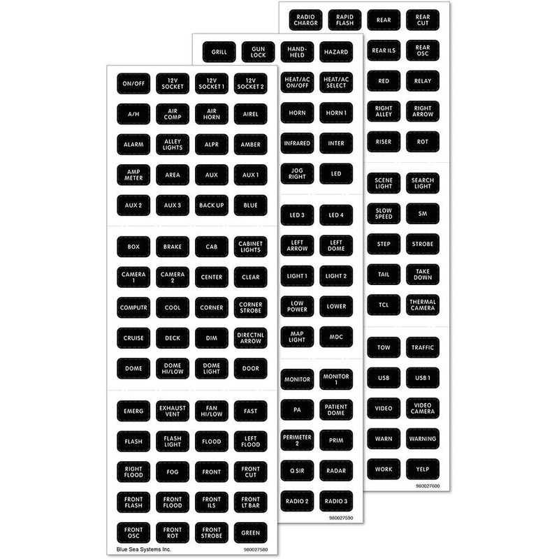 Blue Sea 7870 Black 180 Label Set - Emergency Vehicles [7870] - Essenbay Marine