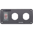 Blue Sea 4364 Water Resistant USB Accessory Panel - 15A Circuit Breaker, 2x Blank Apertures [4364] - Essenbay Marine