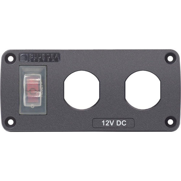 Blue Sea 4364 Water Resistant USB Accessory Panel - 15A Circuit Breaker, 2x Blank Apertures [4364] - Essenbay Marine