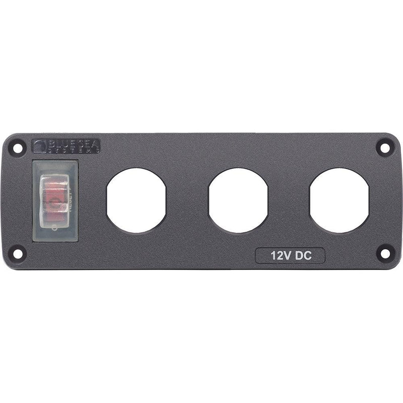 Blue Sea 4367 Water Resistant USB Accessory Panel - 15A Circuit Breaker, 3x Blank Apertures [4367] - Essenbay Marine