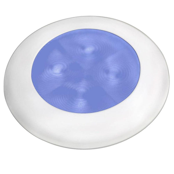 Hella Marine Blue LED Round Courtesy Lamp - White Bezel - 24V [980503241] - Essenbay Marine