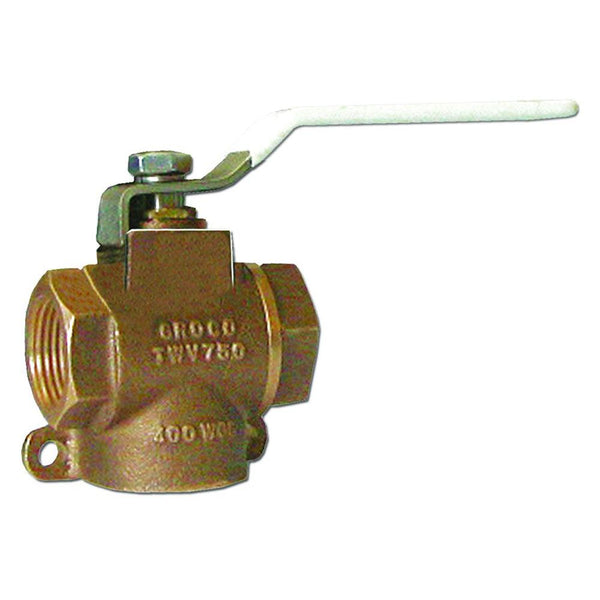 GROCO 1/2" NPT Bronze 3-Way Valve [TWV-500] - Essenbay Marine