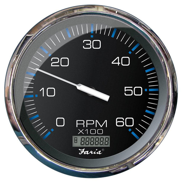 Faria Chesapeake Black 5" Tachometer w/Digital Hourmeter - 6000 RPM (Gas) (Inboard) [33763] - Essenbay Marine