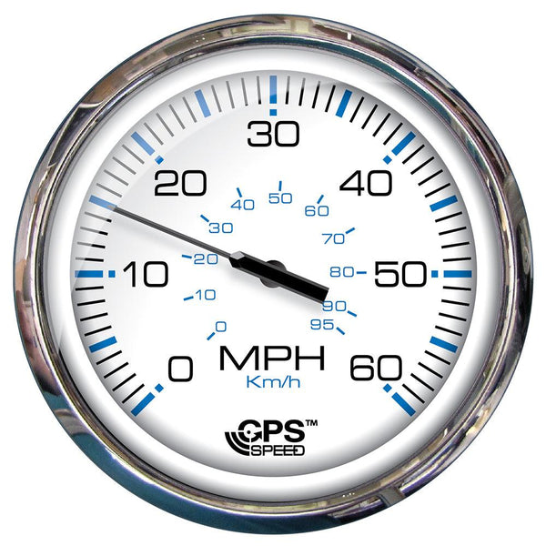 Faria Chesapeake White SS 5" Speedometer - 60 MPH (GPS)(Studded) [33861] - Essenbay Marine