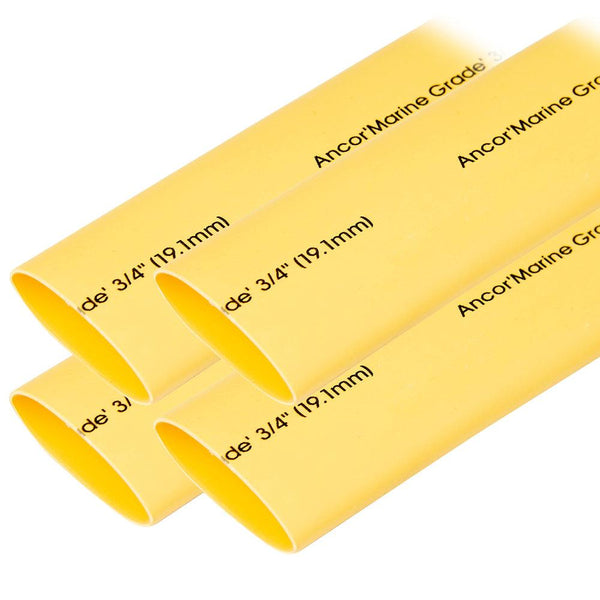 Ancor Heat Shrink Tubing 3/4" x 6" - Yellow - 4 Pieces [306906] - Essenbay Marine