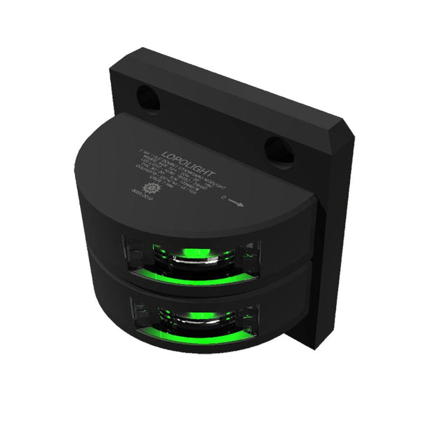Lopolight Series 301-001 - Double Stacked Starboard Sidelight - 2NM - Vertical Mount - Green - Black Housing [301-001ST-B] - Essenbay Marine