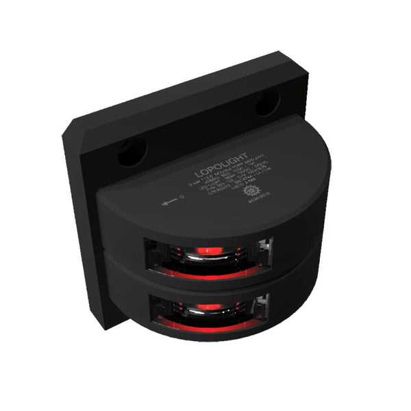 Lopolight Series 301-102 - Double Stacked Port Sidelight - 3NM - Vertical Mount - Red - Black Housing [301-102ST-B] - Essenbay Marine