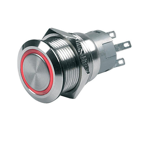 BEP Push-Button Switch 12V Latching On/Off - Red LED [80-511-0001-00] - Essenbay Marine