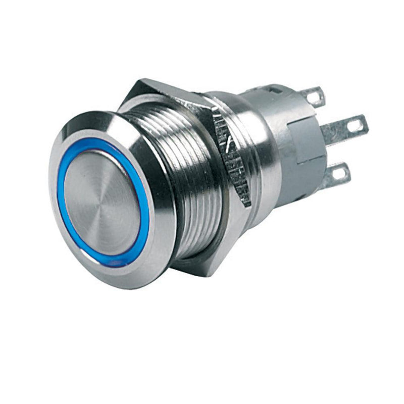 BEP Push-Button Switch 12V Momentary On/Off - Blue LED [80-511-0004-00] - Essenbay Marine